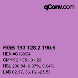カラーコード: RGB 193 128.2 196.6 | qconv.com
