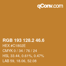 カラーコード: RGB 193 128.2 46.6 | qconv.com