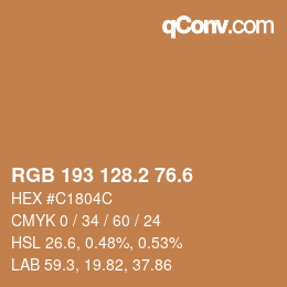 カラーコード: RGB 193 128.2 76.6 | qconv.com
