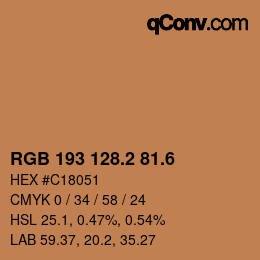 カラーコード: RGB 193 128.2 81.6 | qconv.com