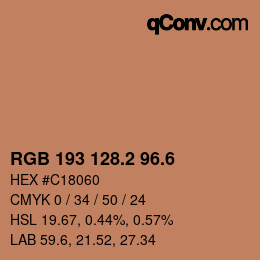 カラーコード: RGB 193 128.2 96.6 | qconv.com