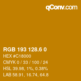 カラーコード: RGB 193 128.6 0 | qconv.com