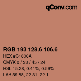 カラーコード: RGB 193 128.6 106.6 | qconv.com