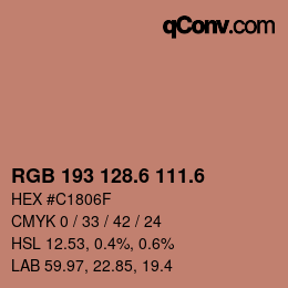 カラーコード: RGB 193 128.6 111.6 | qconv.com