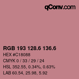 カラーコード: RGB 193 128.6 136.6 | qconv.com