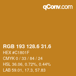 カラーコード: RGB 193 128.6 31.6 | qconv.com