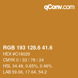 カラーコード: RGB 193 128.6 41.6 | qconv.com