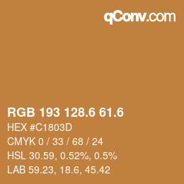カラーコード: RGB 193 128.6 61.6 | qconv.com