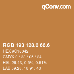 カラーコード: RGB 193 128.6 66.6 | qconv.com