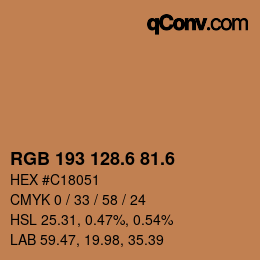 カラーコード: RGB 193 128.6 81.6 | qconv.com