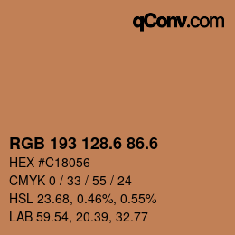 カラーコード: RGB 193 128.6 86.6 | qconv.com