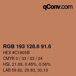 カラーコード: RGB 193 128.6 91.6 | qconv.com