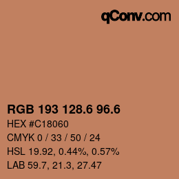 カラーコード: RGB 193 128.6 96.6 | qconv.com