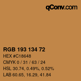 Color code: RGB 193 134 72 | qconv.com