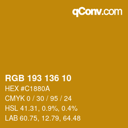 カラーコード: RGB 193 136 10 | qconv.com