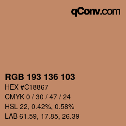 カラーコード: RGB 193 136 103 | qconv.com