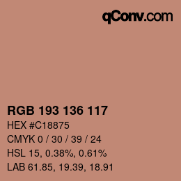 カラーコード: RGB 193 136 117 | qconv.com