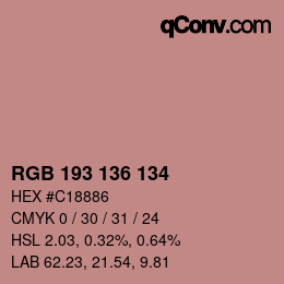 Color code: RGB 193 136 134 | qconv.com