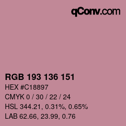Color code: RGB 193 136 151 | qconv.com