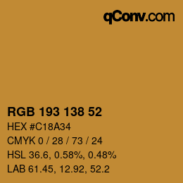 颜色代码: RGB 193 138 52 | qconv.com