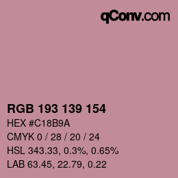 颜色代码: RGB 193 139 154 | qconv.com