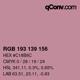 Color code: RGB 193 139 156 | qconv.com