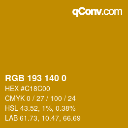Color code: RGB 193 140 0 | qconv.com