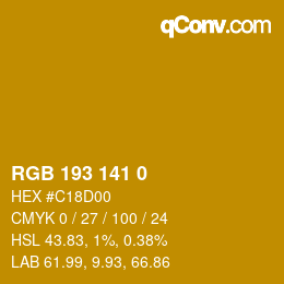 Color code: RGB 193 141 0 | qconv.com