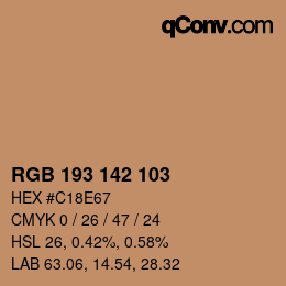 Color code: RGB 193 142 103 | qconv.com