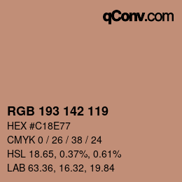 Color code: RGB 193 142 119 | qconv.com