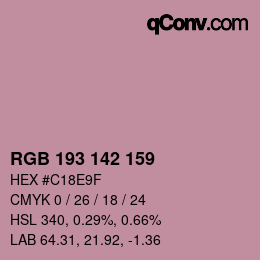 Código de color: RGB 193 142 159 | qconv.com
