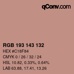 Color code: RGB 193 143 132 | qconv.com