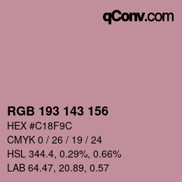 Color code: RGB 193 143 156 | qconv.com