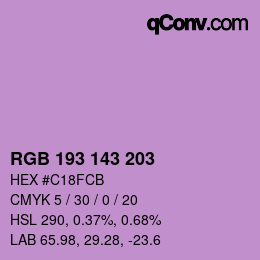 Color code: RGB 193 143 203 | qconv.com