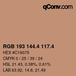 カラーコード: RGB 193 144.4 117.4 | qconv.com