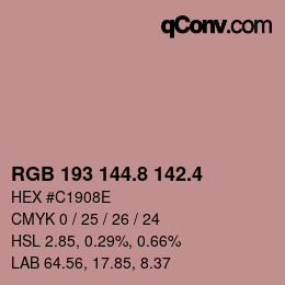 カラーコード: RGB 193 144.8 142.4 | qconv.com