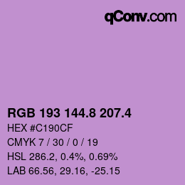 カラーコード: RGB 193 144.8 207.4 | qconv.com