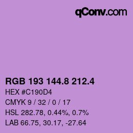 カラーコード: RGB 193 144.8 212.4 | qconv.com