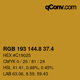 カラーコード: RGB 193 144.8 37.4 | qconv.com