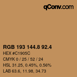 カラーコード: RGB 193 144.8 92.4 | qconv.com