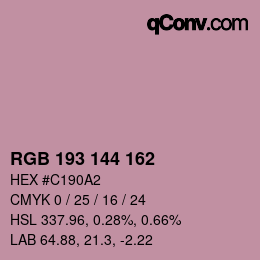 Color code: RGB 193 144 162 | qconv.com