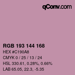 Código de color: RGB 193 144 168 | qconv.com