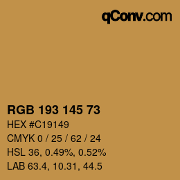 Color code: RGB 193 145 73 | qconv.com