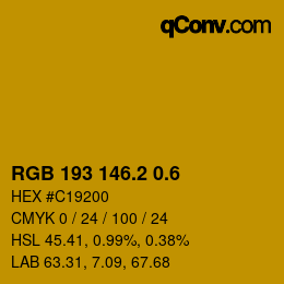 カラーコード: RGB 193 146.2 0.6 | qconv.com