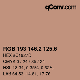 カラーコード: RGB 193 146.2 125.6 | qconv.com