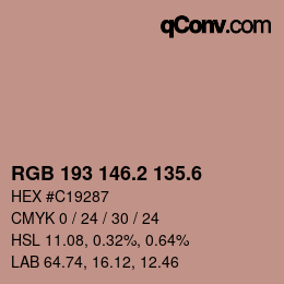 カラーコード: RGB 193 146.2 135.6 | qconv.com