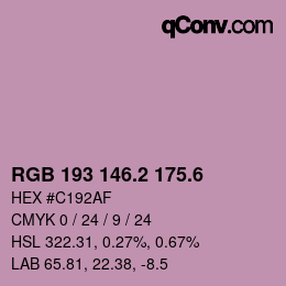 カラーコード: RGB 193 146.2 175.6 | qconv.com