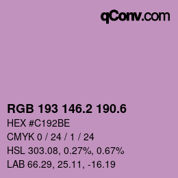 カラーコード: RGB 193 146.2 190.6 | qconv.com