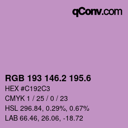 カラーコード: RGB 193 146.2 195.6 | qconv.com