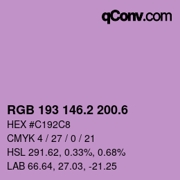 カラーコード: RGB 193 146.2 200.6 | qconv.com
